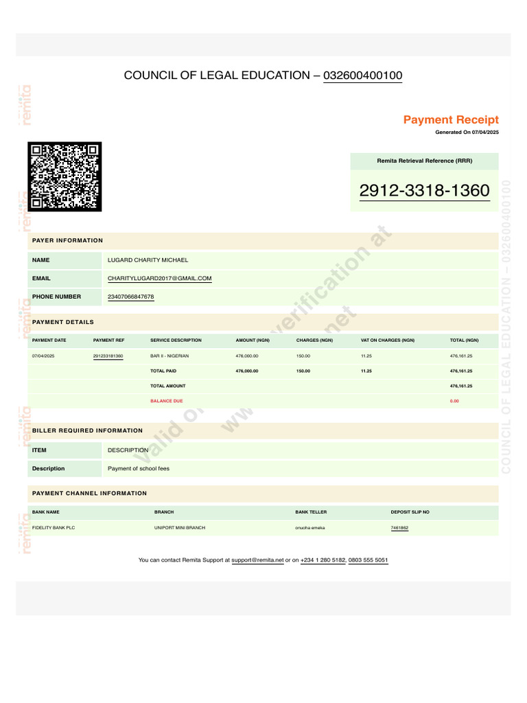 Council Of Legal Education Payment Receipt Pdf Payments Corporate