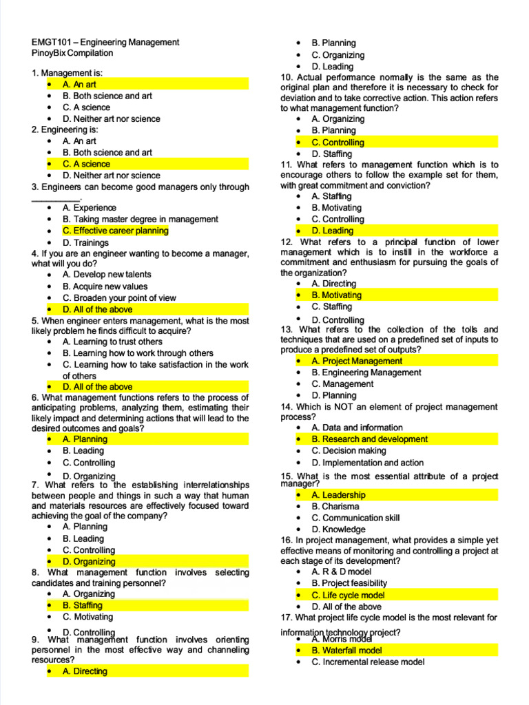 Engineering Management Overview | PDF