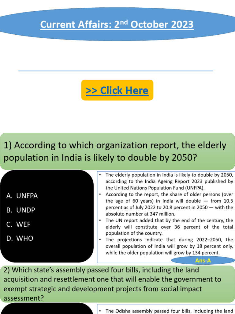 2nd October Current Affairs 2023 | PDF