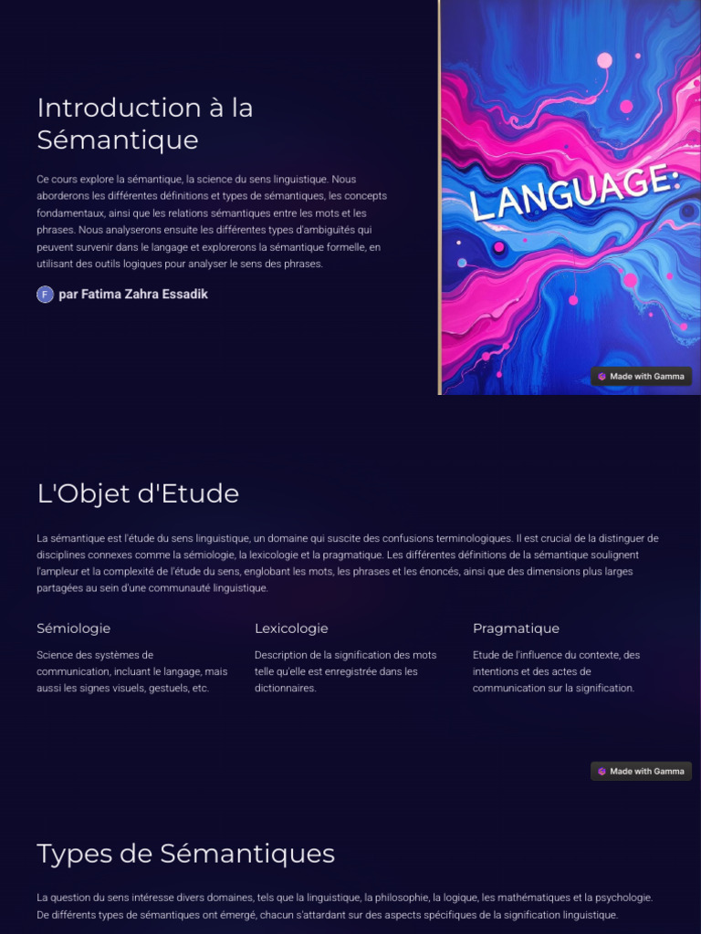 Introduction à la Sémantique Linguistique | PDF | Sémantique | Linguistique