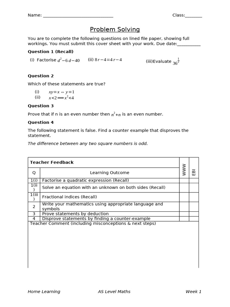 Week 1 Problem Solving | PDF