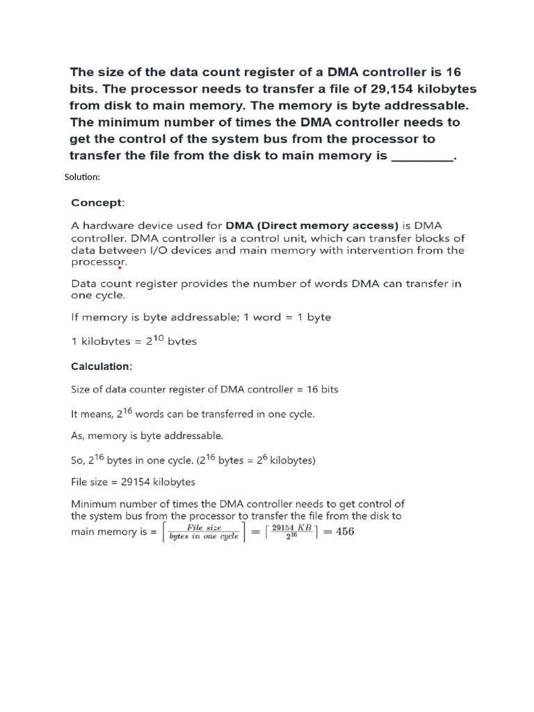 DMA Numericals | PDF