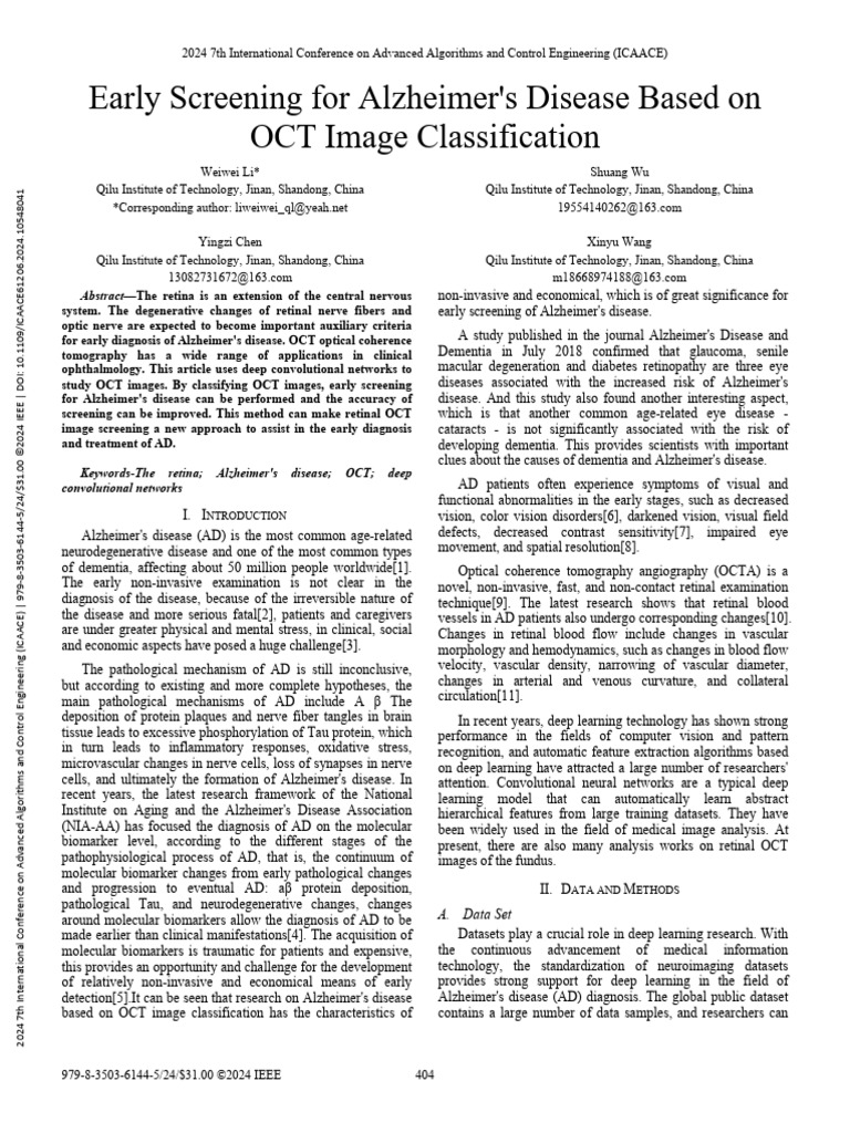 Early Screening For Alzheimers Disease Based On OCT Image ...