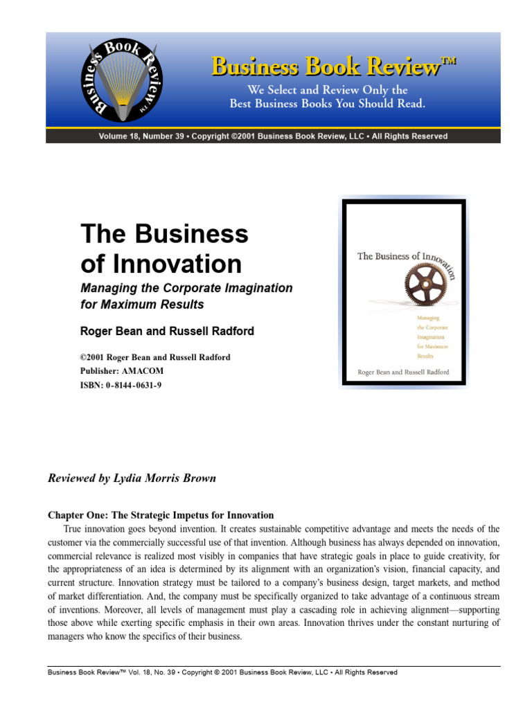 Business of Innovation - BK Summary | PDF | Innovation | Strategic ...