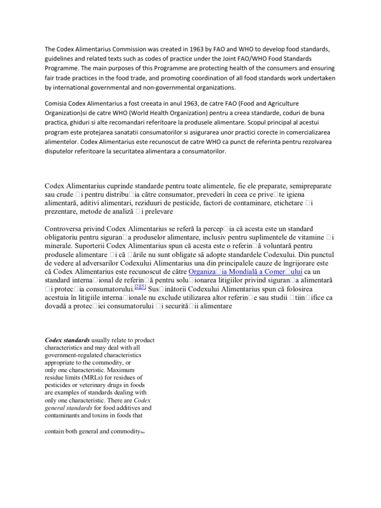 Codex Alimentarius | PDF
