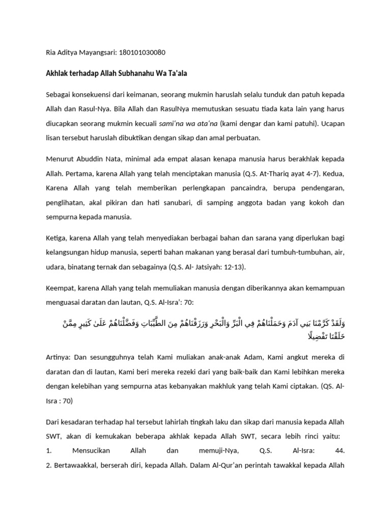 Akhlak Terhadap Allah dan Rasulullah | PDF