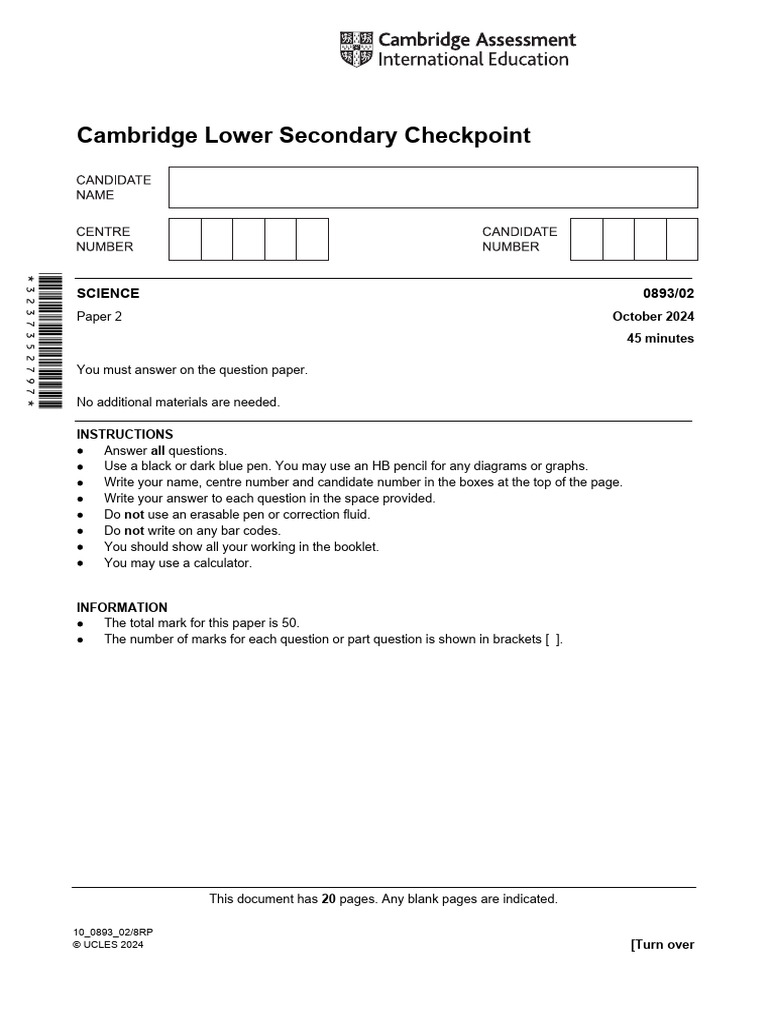 Cambridge Lower Secondary Science Checkpoint | PDF | Combustion | Atoms