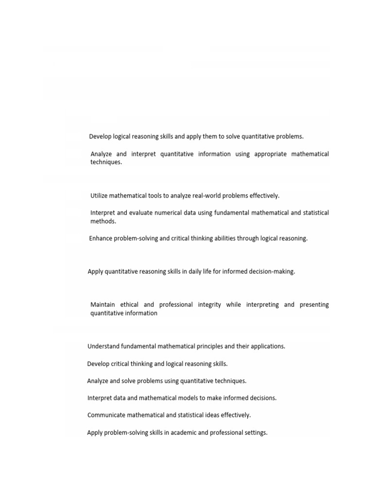 Quantitative Reasoning Course Overview | PDF | Mathematics | Statistics