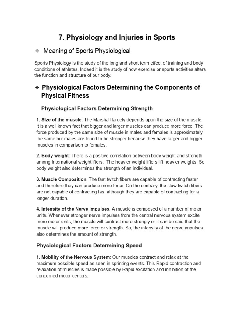 Physiology and Injuries in Sports | PDF | Skeletal Muscle | Breathing