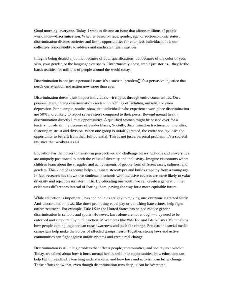 Addressing Discrimination Today | PDF | Discrimination | Bias
