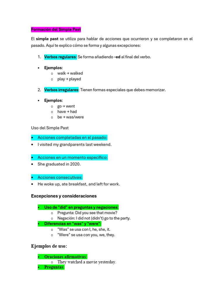 Repaso Examen Escrito | PDF | Verbo | Tipología Lingüística