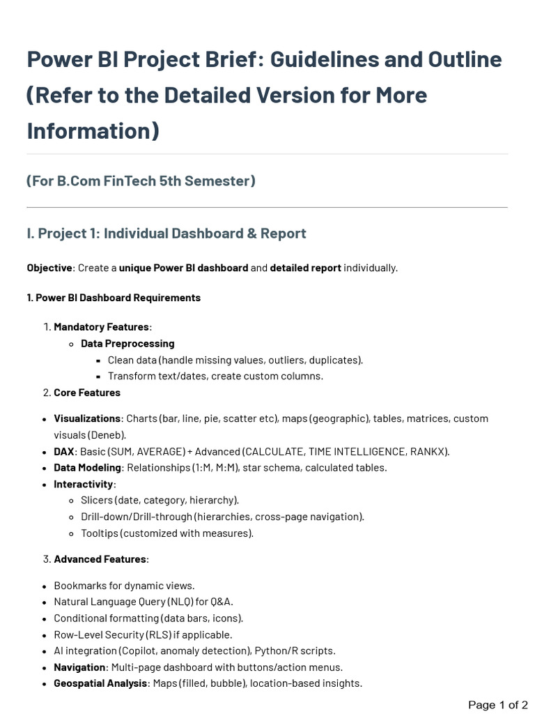 Brief Power BI Project Outline Guidelines | PDF | Information Retrieval ...
