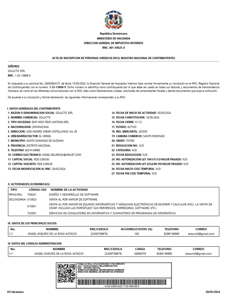 Inscripción en el RNC de Contribuyentes | PDF | Impuestos | Impuesto ...