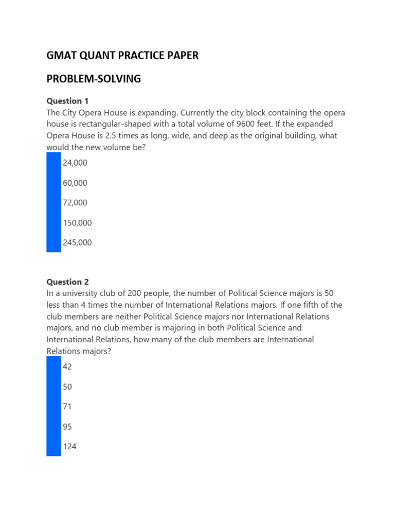 GMAT Quant Practice Paper 4 | PDF | Area
