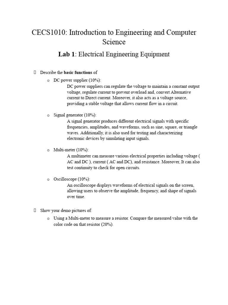 Lab 1: Electrical Engineering Tools | PDF