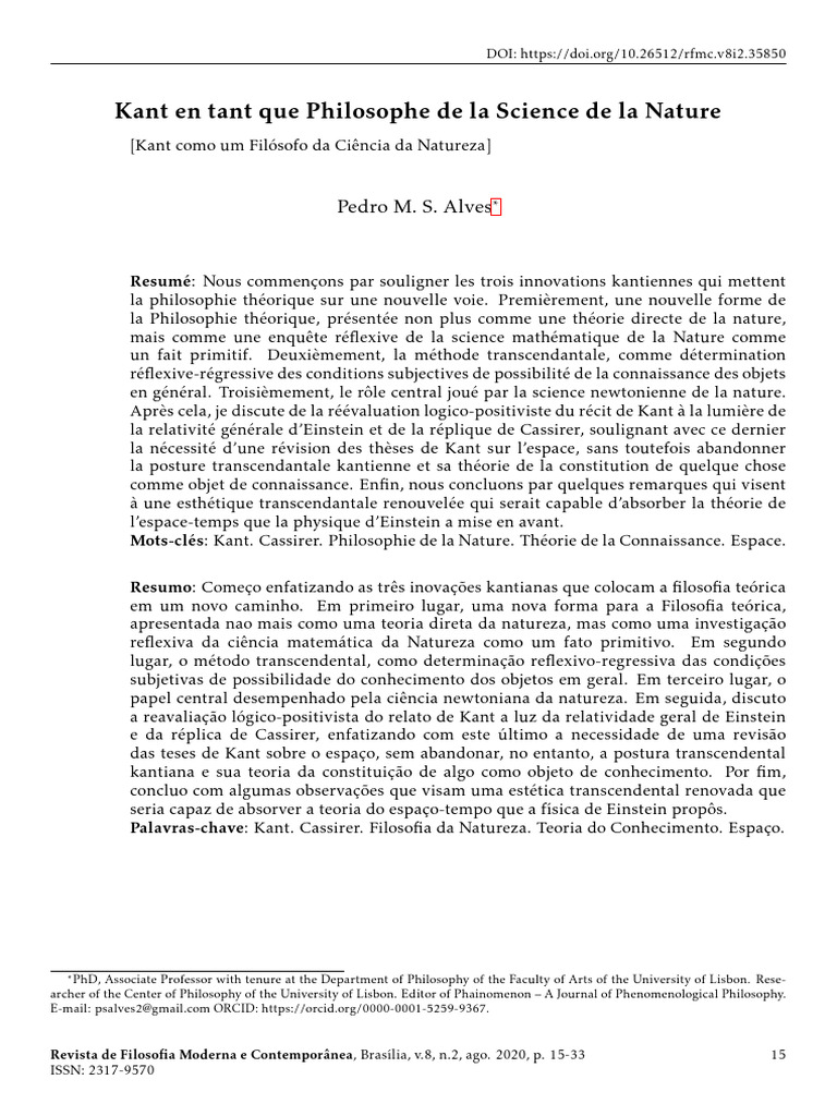 Kant et la Philosophie de la Nature | PDF | Emmanuel Kant | Physique