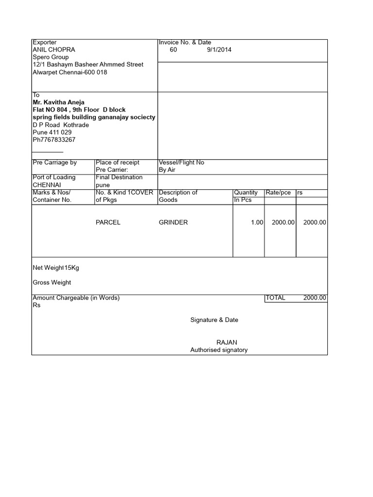 Courier Invoice for Goods Shipment | PDF | Business Documents