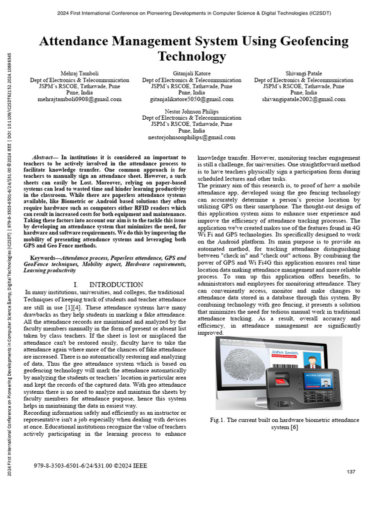 Geofencing-Based Attendance System | PDF | Internet Of Things | Mobile App