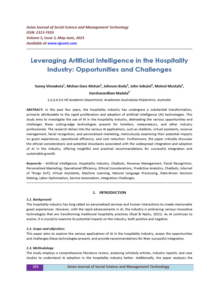 Leveraging Artificial Intelligence in The Hospitality Industry ...