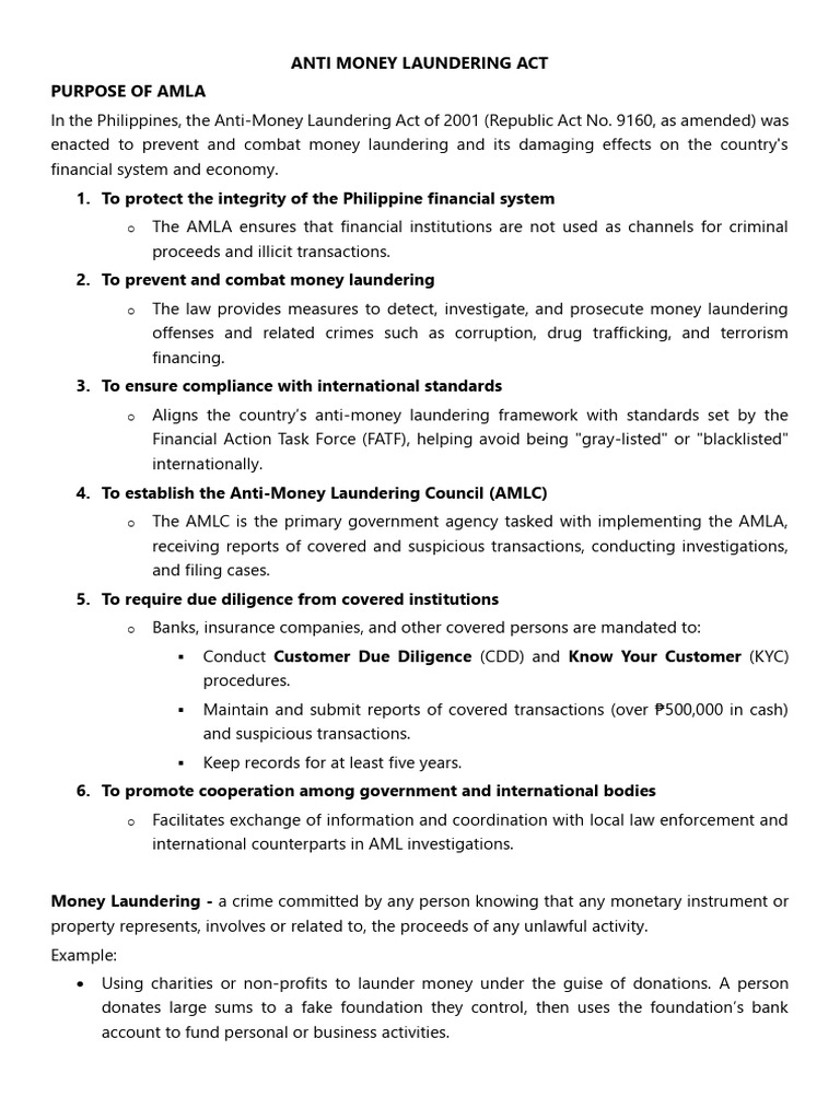 Overview of the Anti-Money Laundering Act | PDF | Money Laundering ...