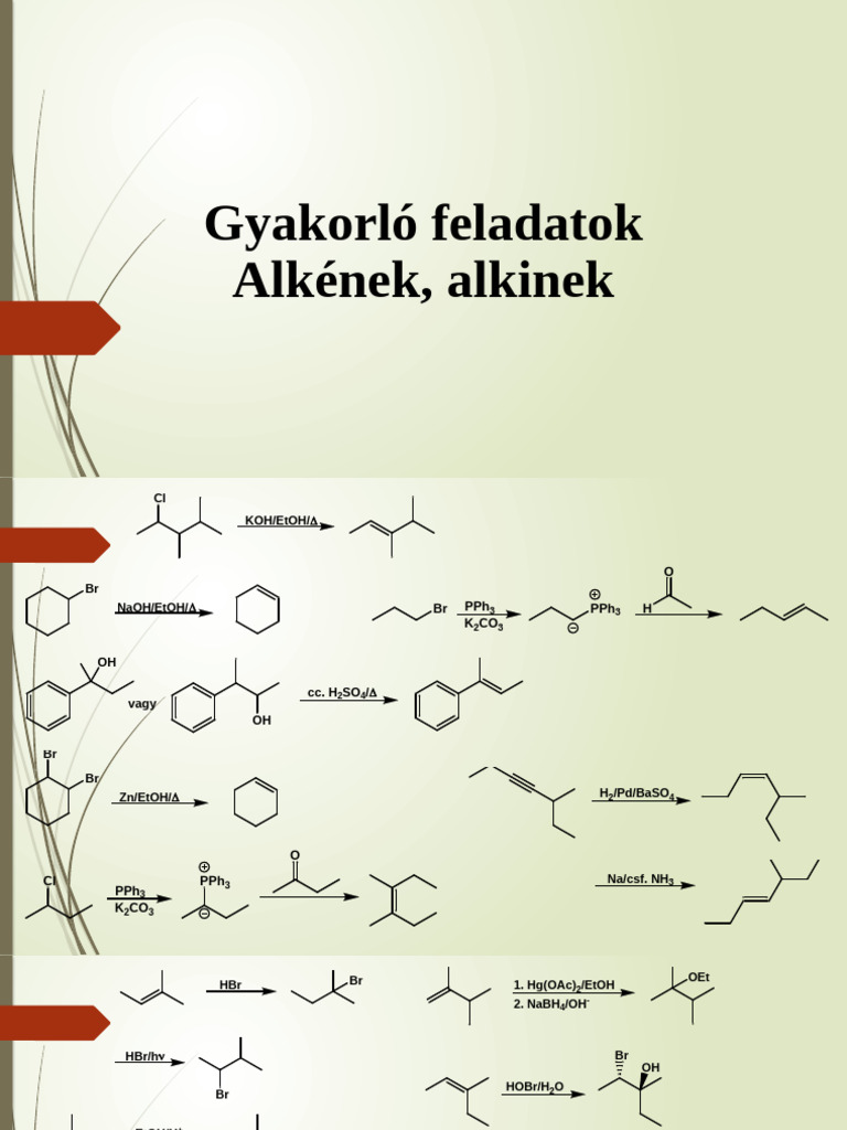 Alkének és alkinek reakciói | PDF | Chemical Substances | Chemistry