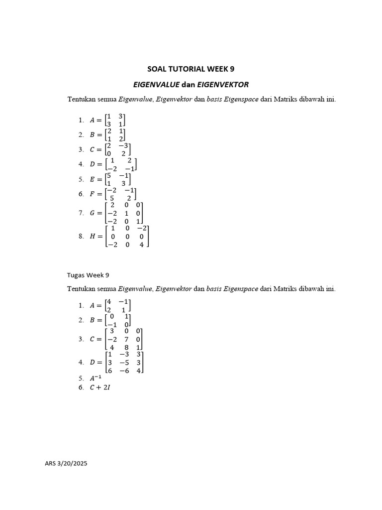 Eigenvalue dan Eigenvektor Matriks 9 | PDF