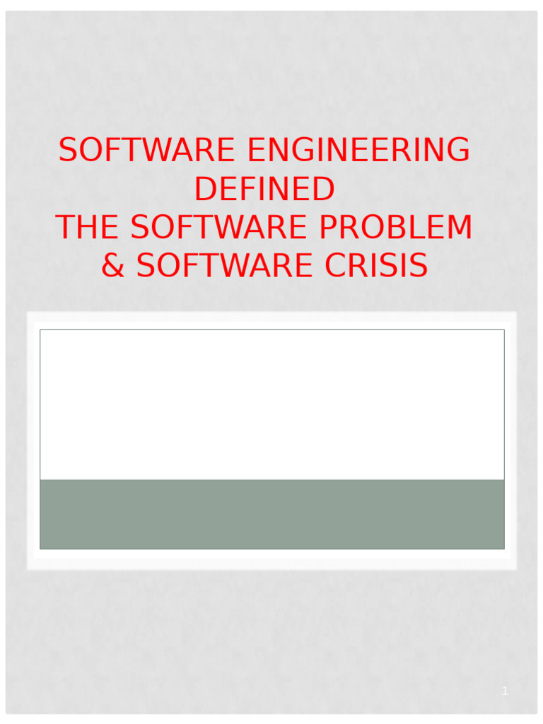 Software Engineering Defined and The Software Problem | PDF | Software ...