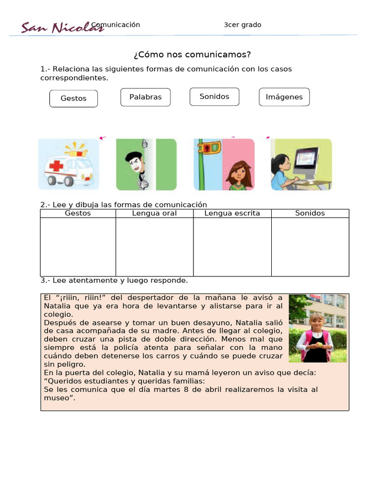 Formas de Comunicación en 3er Grado | PDF