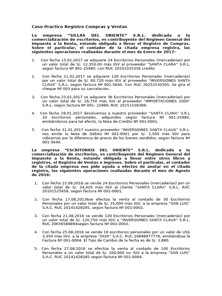Registro de Compras y Ventas Silla Oriente | PDF | Factura | Economias