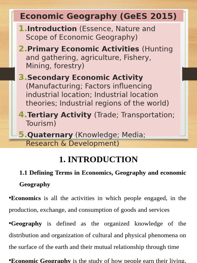 Overview of Economic Geography Concepts | PDF | Agriculture | Climate ...