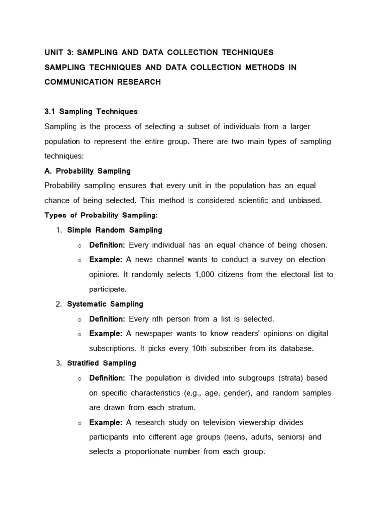 Sampling and Data Collection Methods | PDF | Sampling (Statistics ...