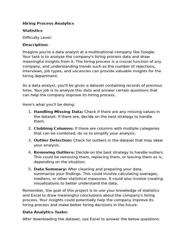 Hiring Process Data Analysis Guide | PDF | Data Analysis | Statistics
