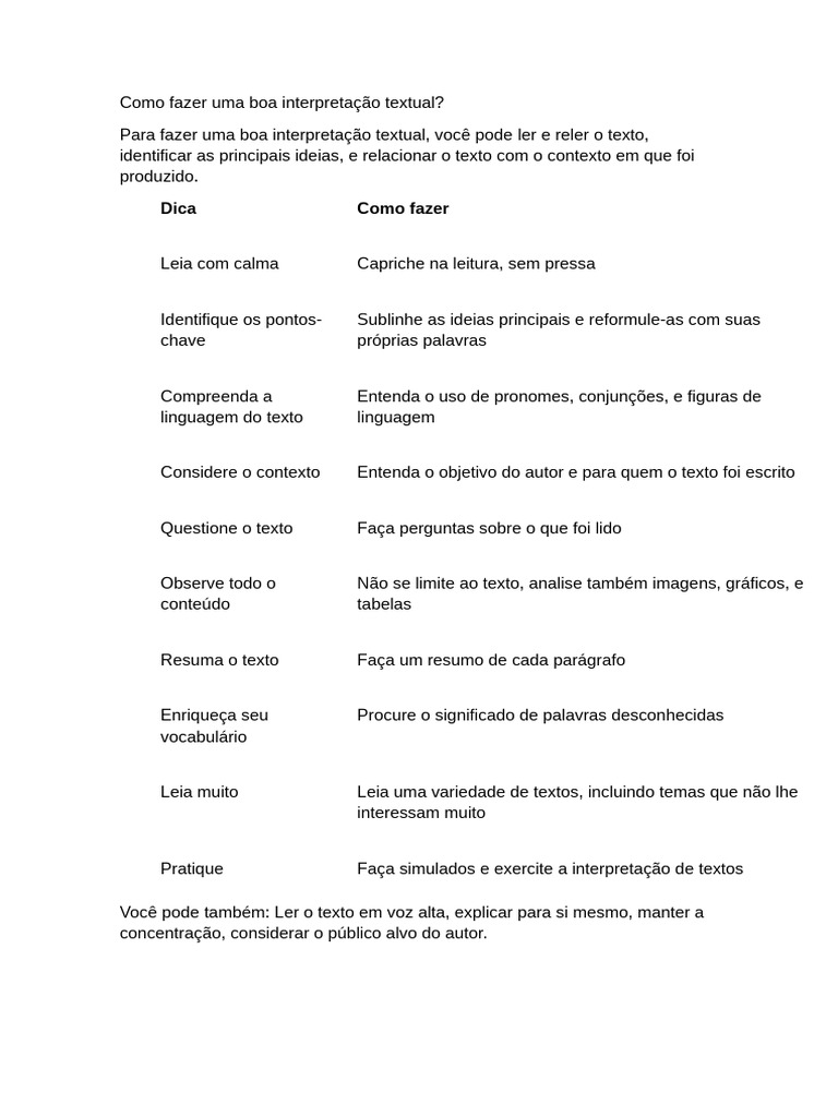 Dicas para Interpretação de Texto | PDF