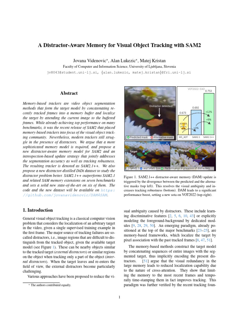 Distractor-Aware Memory for SAM2 Tracking | PDF | Image Segmentation ...