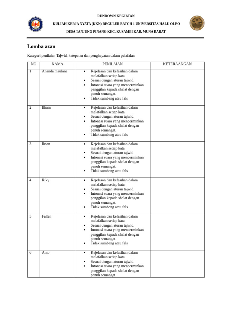 Lomba Azan | PDF