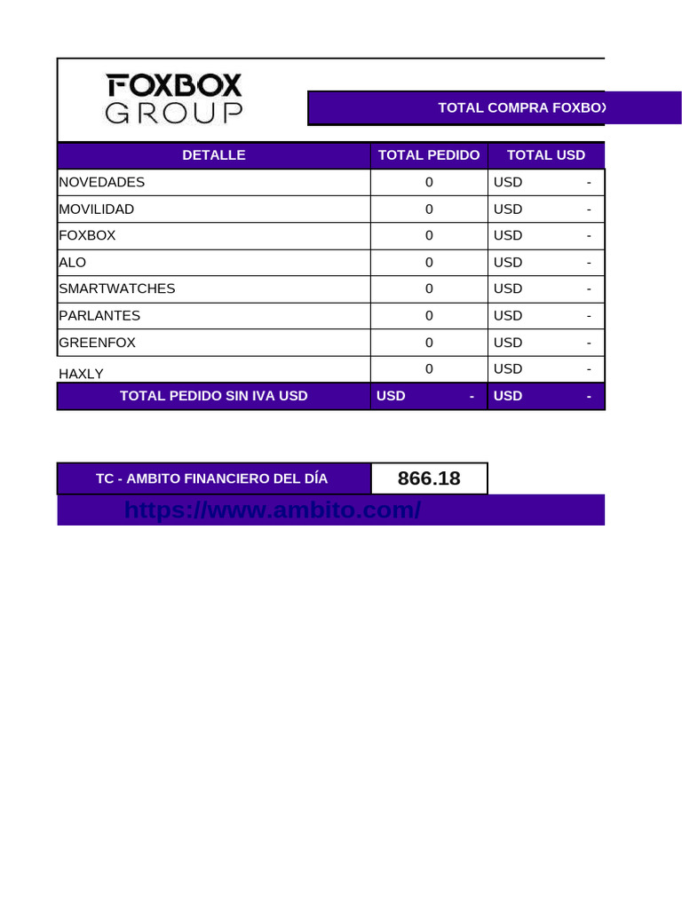Total de Compra Foxbox Detallado | PDF | Arco iris | Color