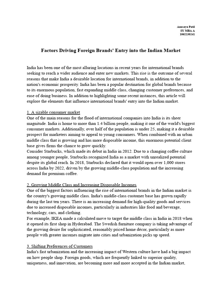 Factors Driving Foreign Brands in India | PDF | Brand | E Commerce