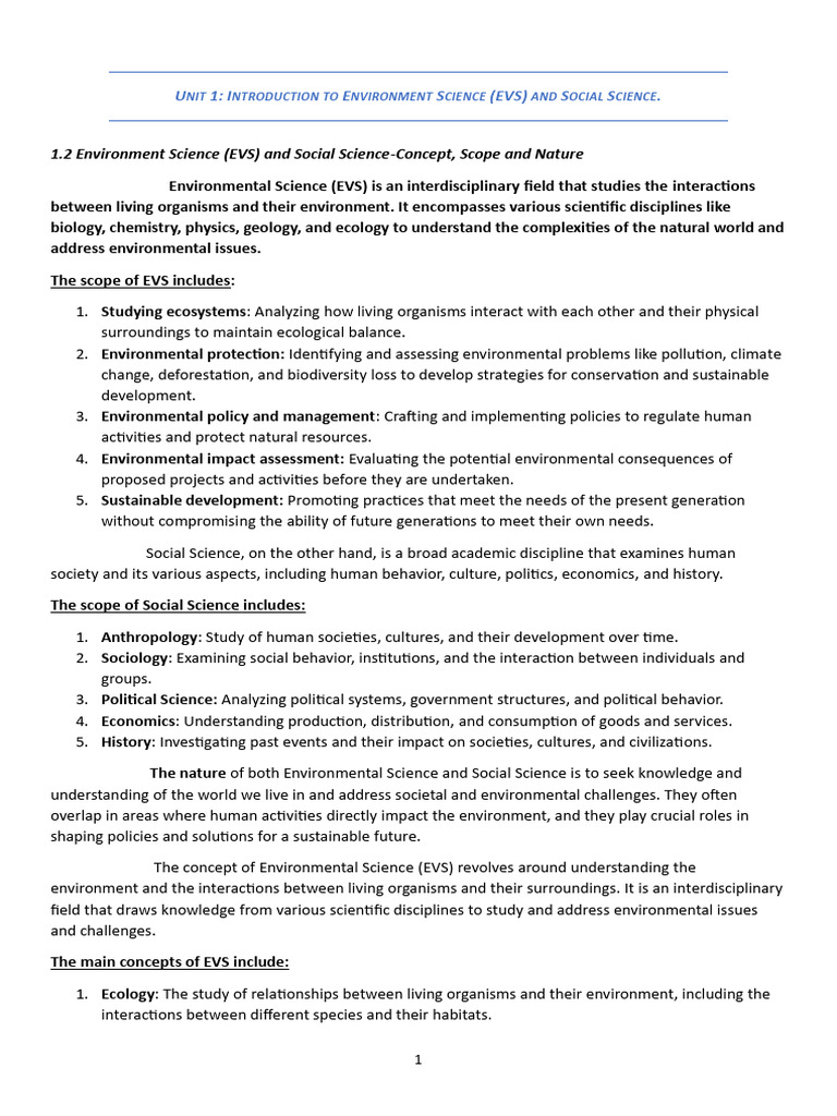 Scope of Environmental Studies Overview | PDF | Environmental Science ...