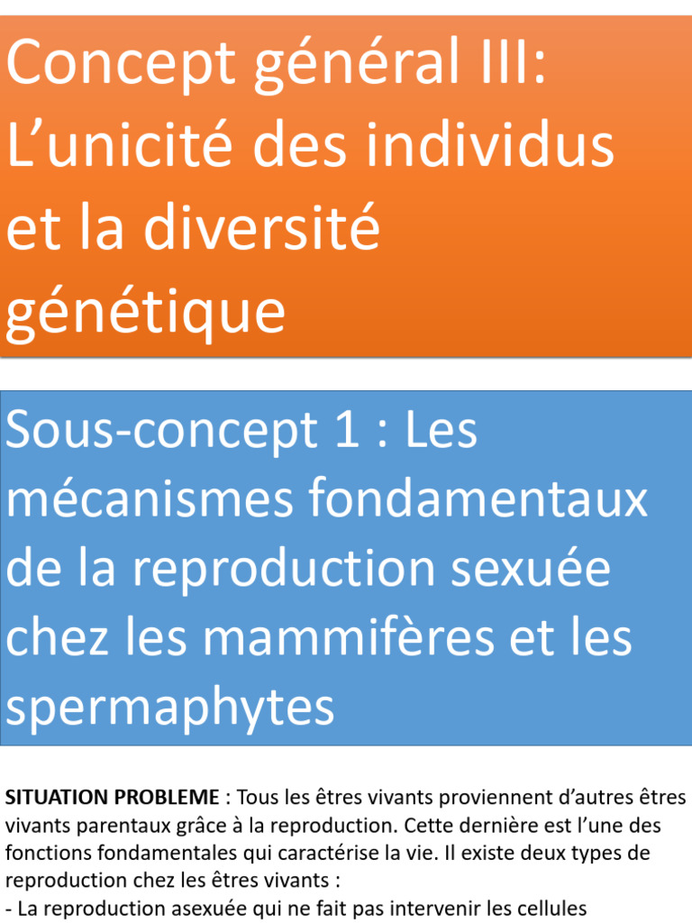 Mécanismes de la reproduction sexuée | PDF | Fécondation | Méiose