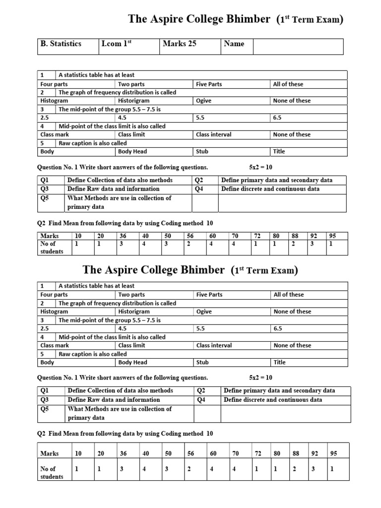 Aspire College 2nd Paper | PDF