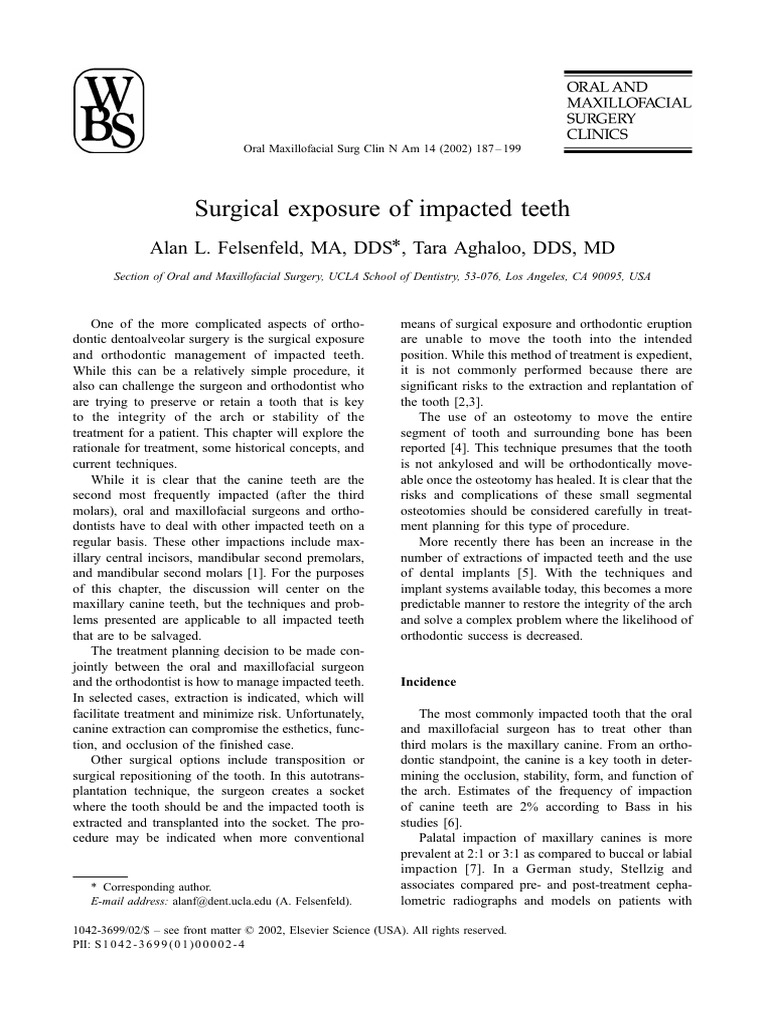 Surgical Exposure of Impacted Canines | PDF | Orthodontics | Tooth