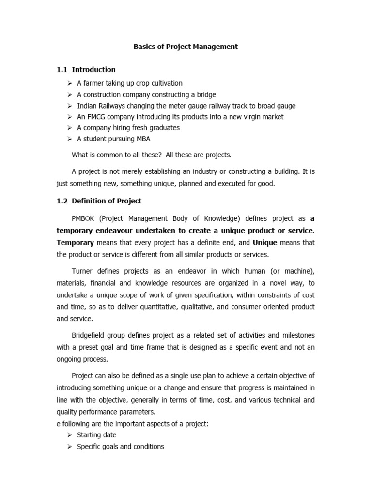 Projects, PM, Objectives & Importance of PM | PDF | Project Management ...
