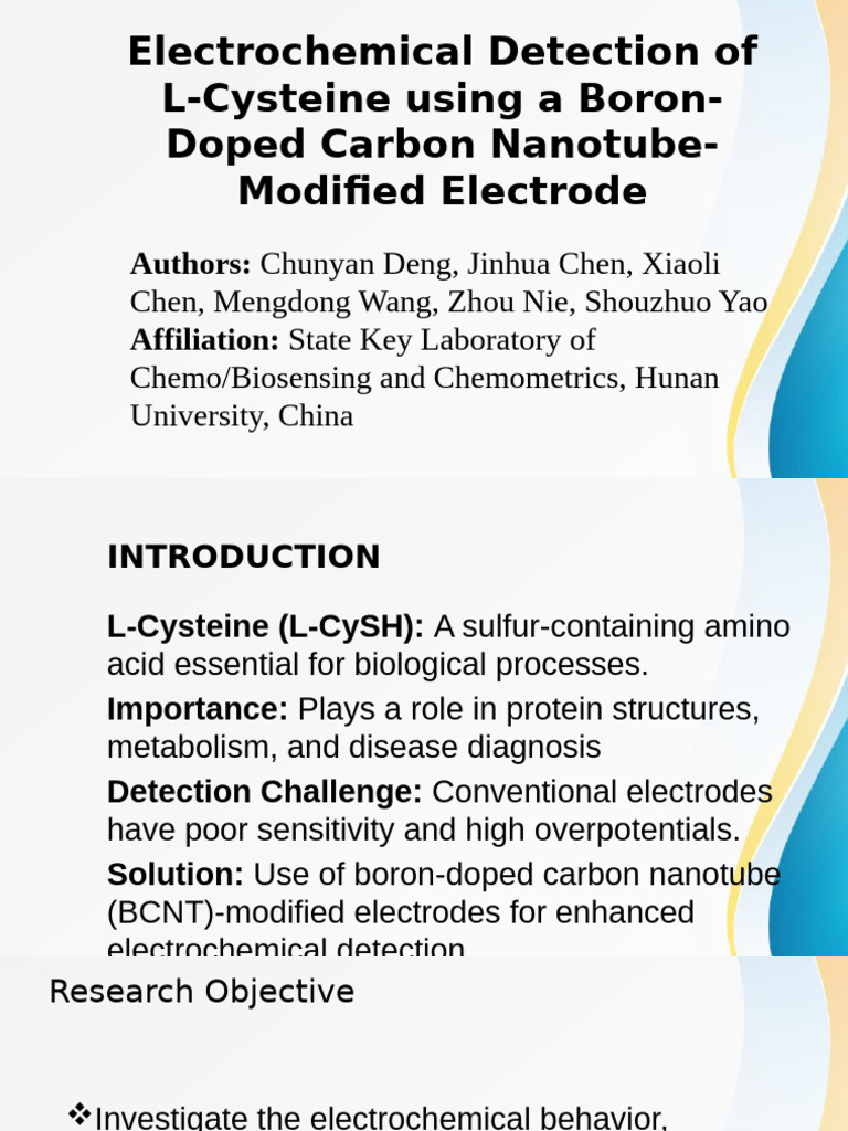L-Cysteine Detection with BCNT Electrodes | PDF