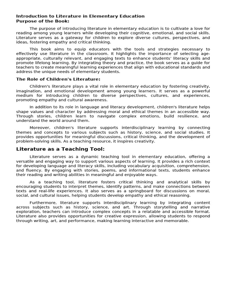 Using Literature in Elementary Education | PDF | Learning | Literacy