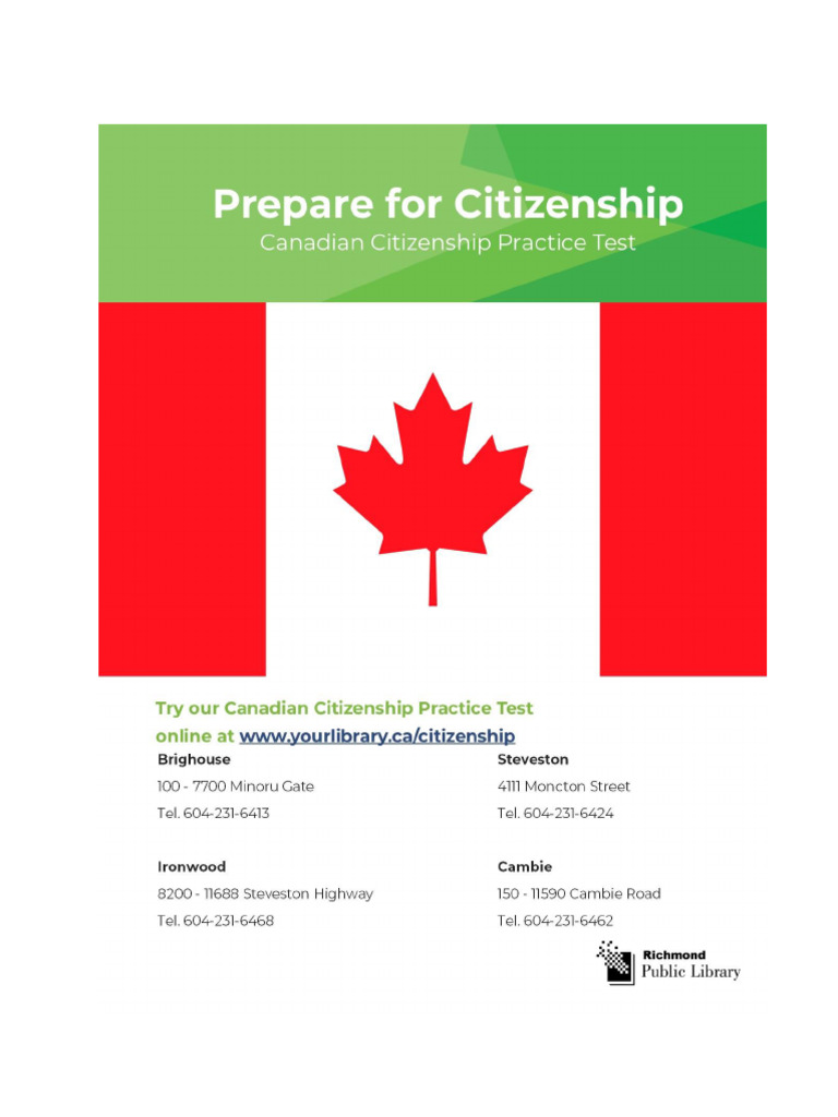 Canadian Citizenship Study Guide 2022 | PDF | Provinces And Territories ...
