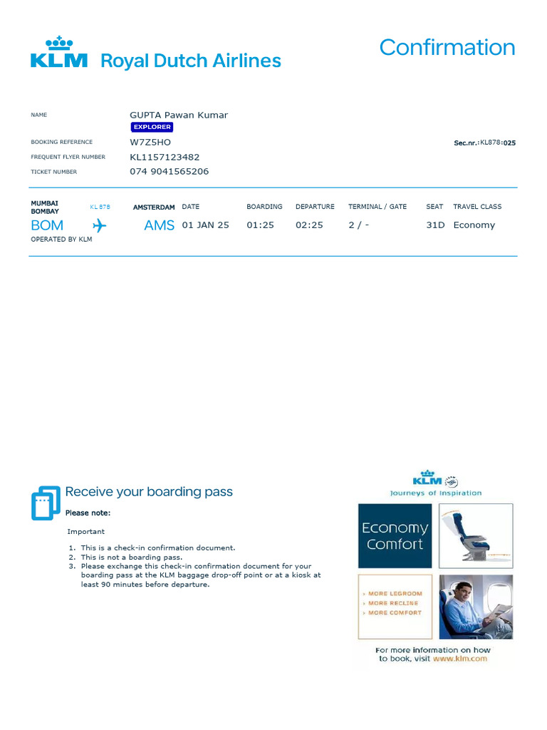 Check-In Confirmation Documents | PDF