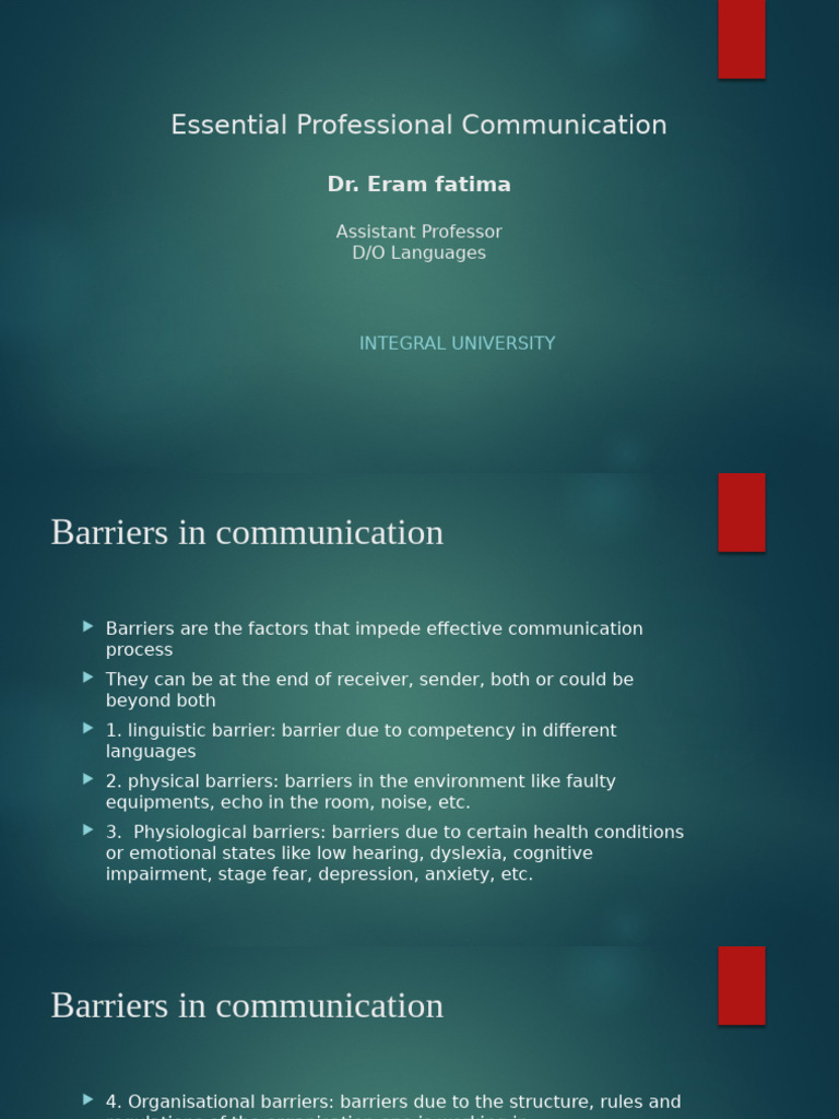 Barriers in Communication - Unit 2 | PDF | Communication | Social ...