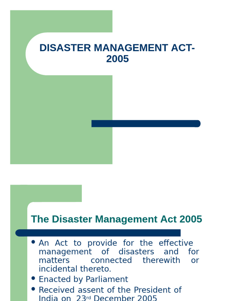 Disaster Management Act 2005 Overview | PDF | Emergency Management ...