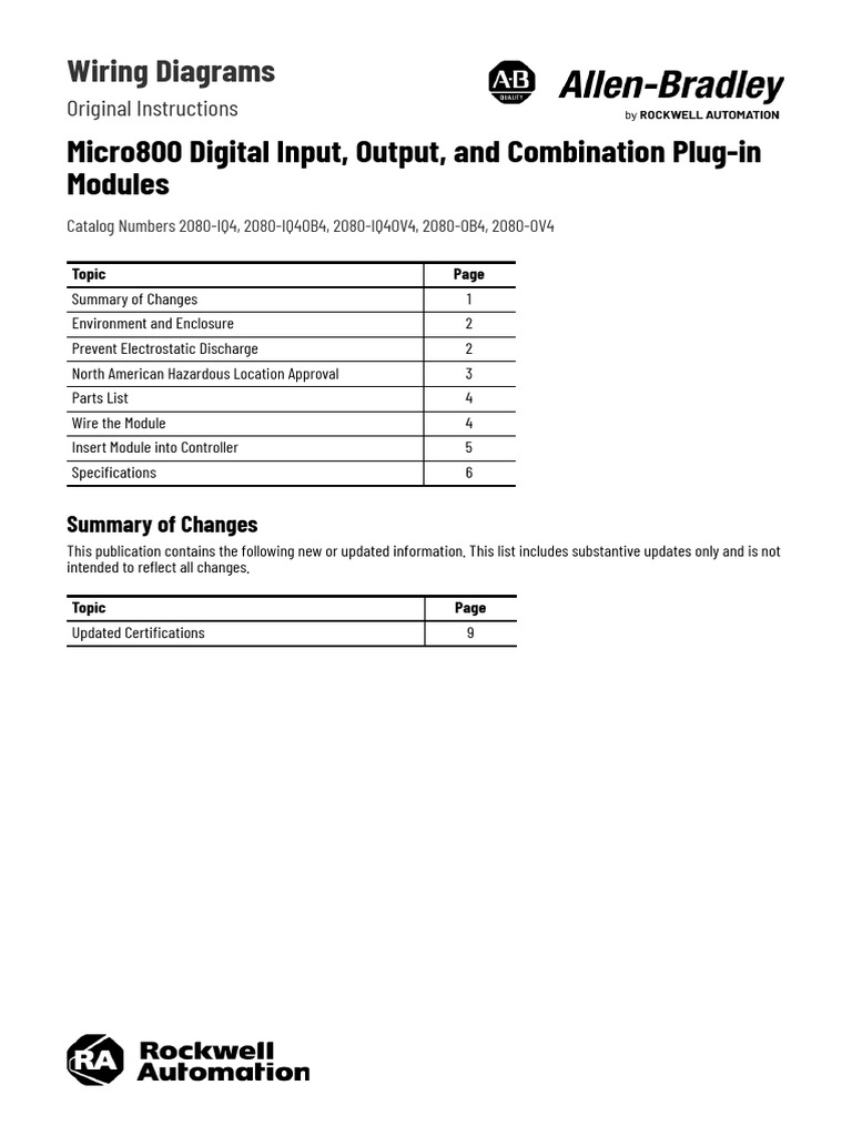 Micro800 Module Wiring Instructions | PDF | Electrostatic Discharge ...