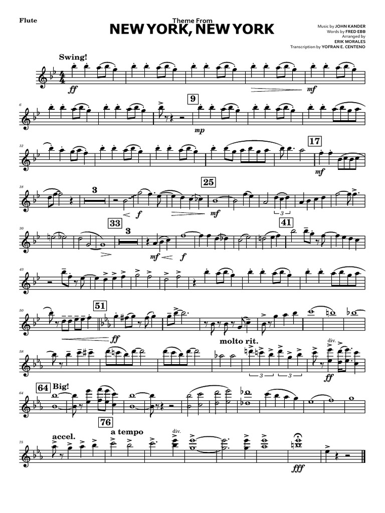 ニューヨーク　ブロードウェイ　プロム　楽譜 New York, New York-Parts 064458 | PDF | Woodwind Instruments